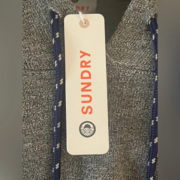 Sundry Diagonal Stripe Hoodie- Heather Grey Size Large - Picture 9 of 10